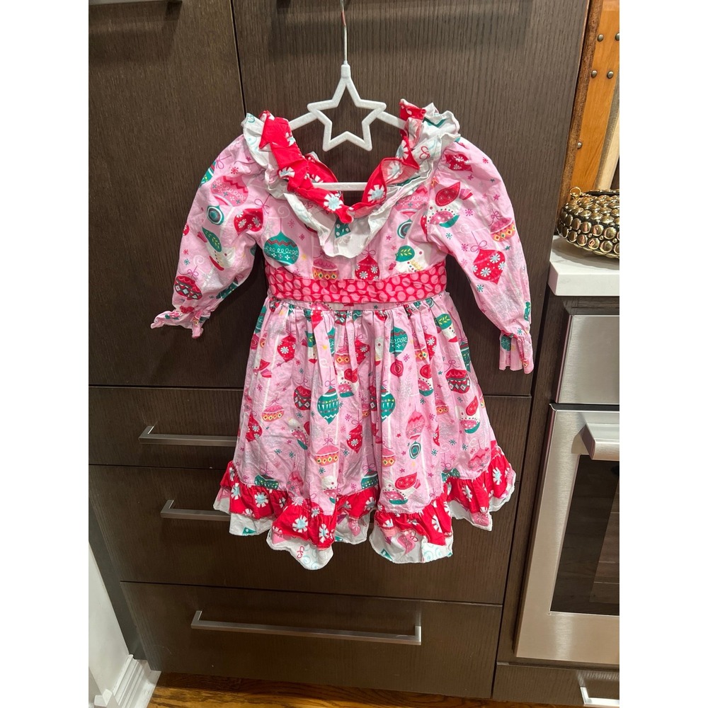 Jelly the pug girls Christmas pink dress 2T